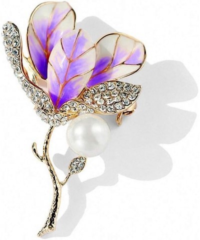 Tulip Flower Enamel Pin Broach Rhinestone Crystal Women Brooches Pins purple $9.89 Brooches & Pins