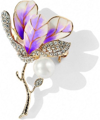 Tulip Flower Enamel Pin Broach Rhinestone Crystal Women Brooches Pins purple $9.89 Brooches & Pins