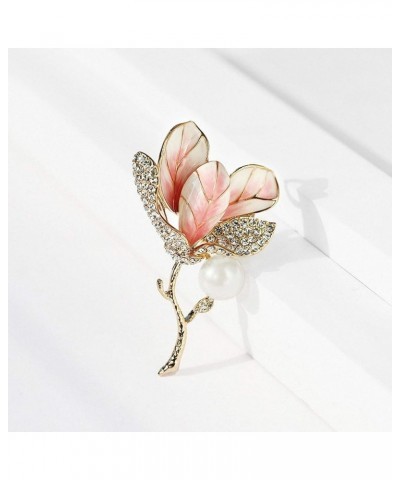 Tulip Flower Enamel Pin Broach Rhinestone Crystal Women Brooches Pins purple $9.89 Brooches & Pins