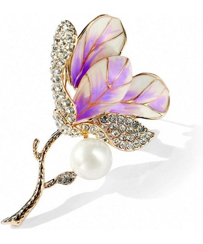 Tulip Flower Enamel Pin Broach Rhinestone Crystal Women Brooches Pins purple $9.89 Brooches & Pins