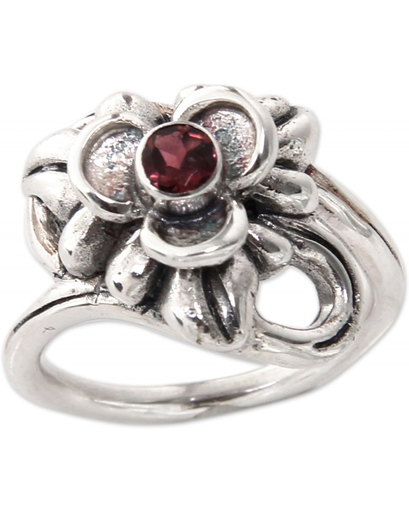 Artisan Handcrafted Tourmaline Flower Ring Silver Floral Sterling Multicolor Single Stone Cocktail Indonesia Birthstone 'Ubud...