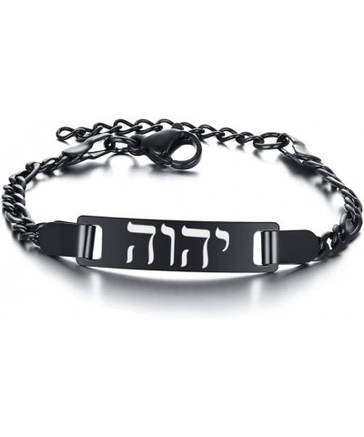 SHNIAN Hebrew Letter Bracelet Jewelry Personalized Engravable Stainless Steel Name Plate Identity ID Bar Curb Chain ID Bracel...