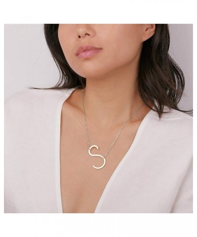 Sideways Initial Necklace 18K Gold Plated Stainless Steel Large Big Letters Pendant Necklace Script Name Monogram Necklaces f...