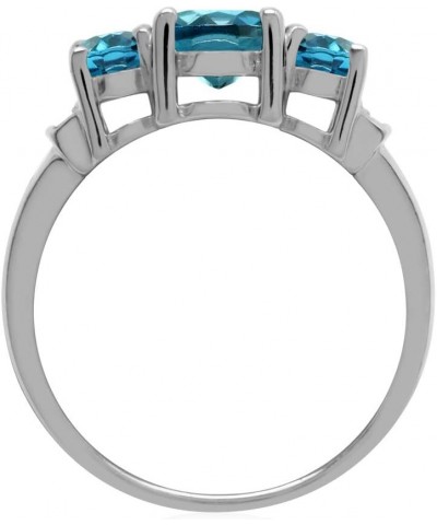 2.6ct. 3 Stone Genuine Oval Shape London Blue Topaz White Gold Plated 925 Sterling Silver Ring $22.95 Rings