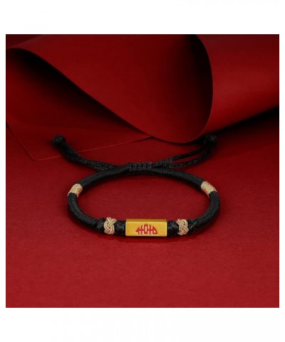 24K Solid Gold Bracelet for Women, Real Pure Gold Jewelry Dainty Lucky Love Ingot Red Black Braided Bracelets for Men Teen Gi...