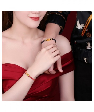 24K Solid Gold Bracelet for Women, Real Pure Gold Jewelry Dainty Lucky Love Ingot Red Black Braided Bracelets for Men Teen Gi...