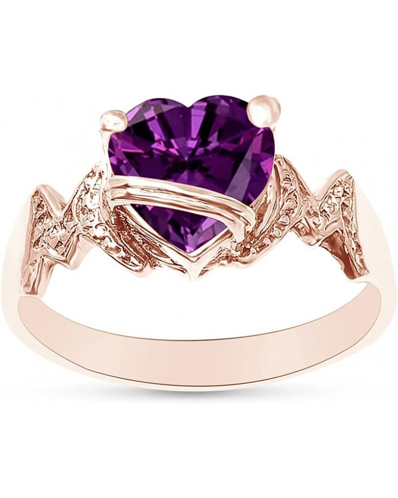 Heart Shape Simulated Birthstone In 14K Rose Gold Over 925 Sterling Silver Simulated Amethyst $27.49 Necklaces