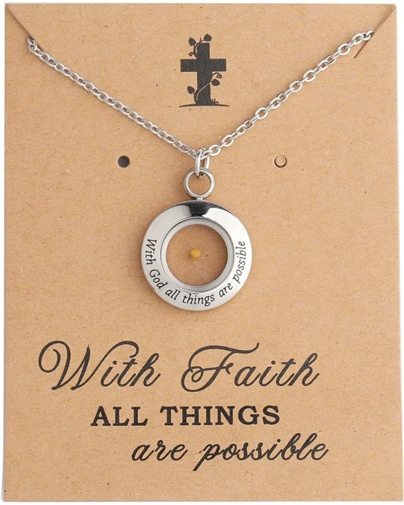 Faith Necklace with Faith All Things are Possible Mustard Seed Pendant Mustard Seed Necklace Religious Gift for Women Girls W...