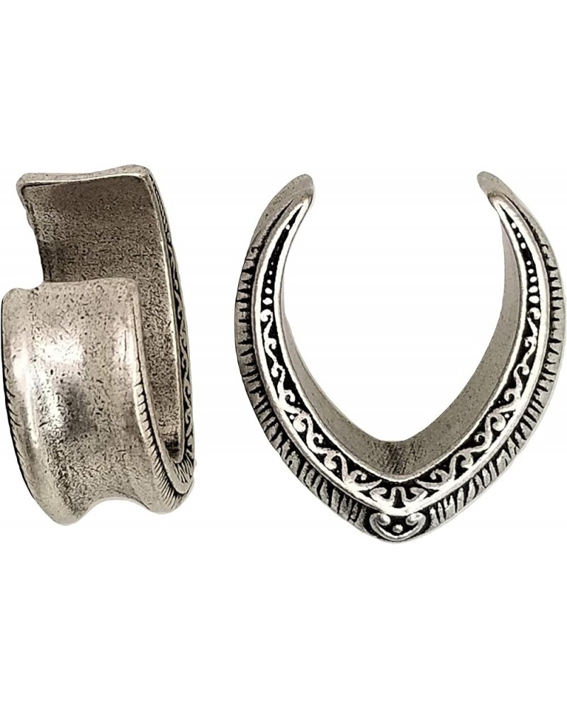 Stainless Steel Tribal Design Hemisphere Ear Plugs - Saddle Flared Gauges - 8 Sizes - Pair 5/8" (16mm) $11.77 Body Jewelry