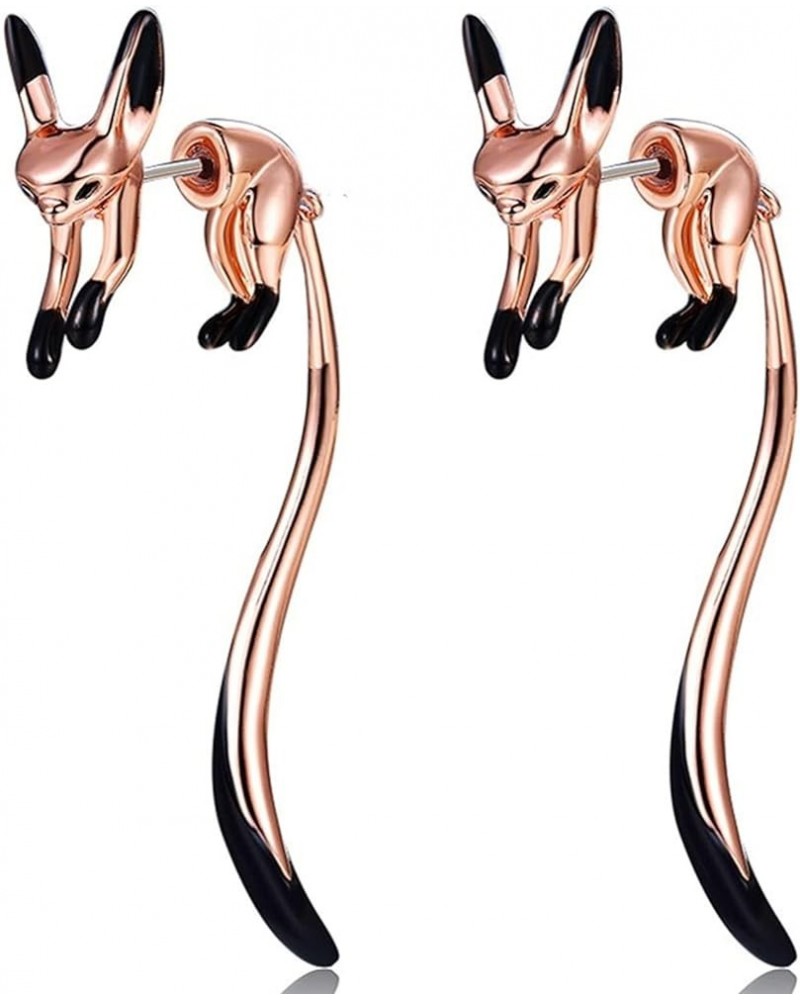 Cute Long Tail Fox Dangle Earrings for Women, 925 Sterling Silver Post Delicate Animal Drop Earrings Studs Rose Gold $11.33 E...