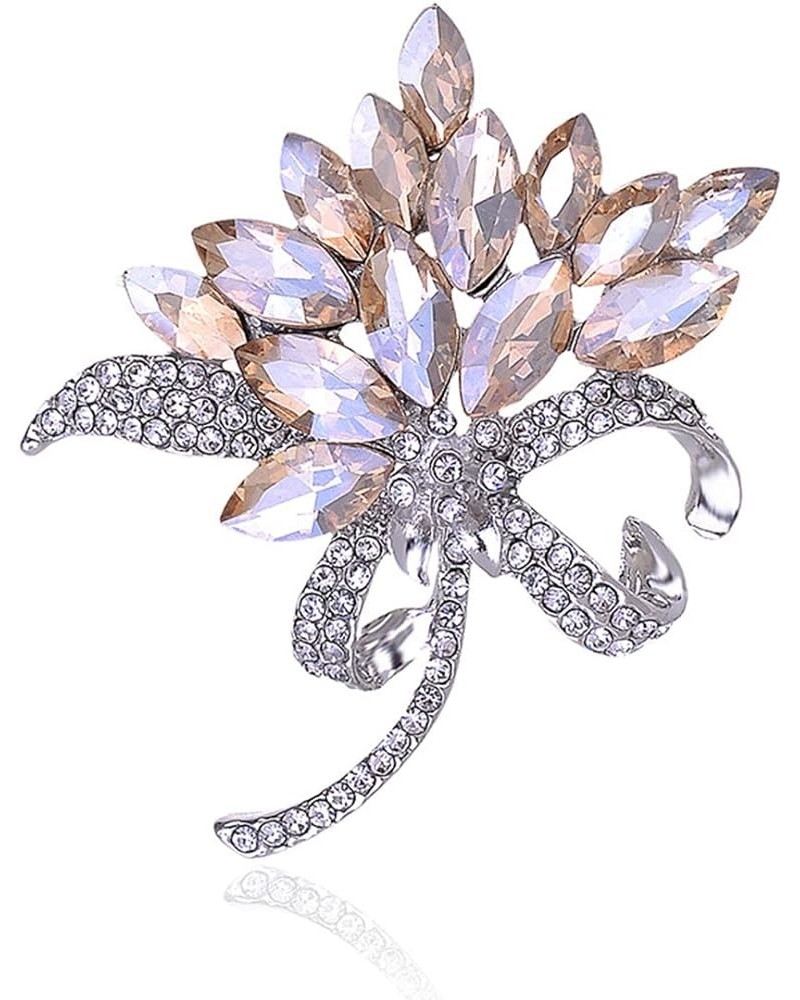 Women's Austrian Crystal Brooch Wedding Flower Leaf Bouquet Brooch Champange $9.53 Others