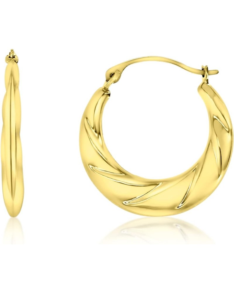 14K Yellow Gold 3x19mm-23mm Polished Swirl Lightweight Hoop Earrings 19mm $50.34 Earrings