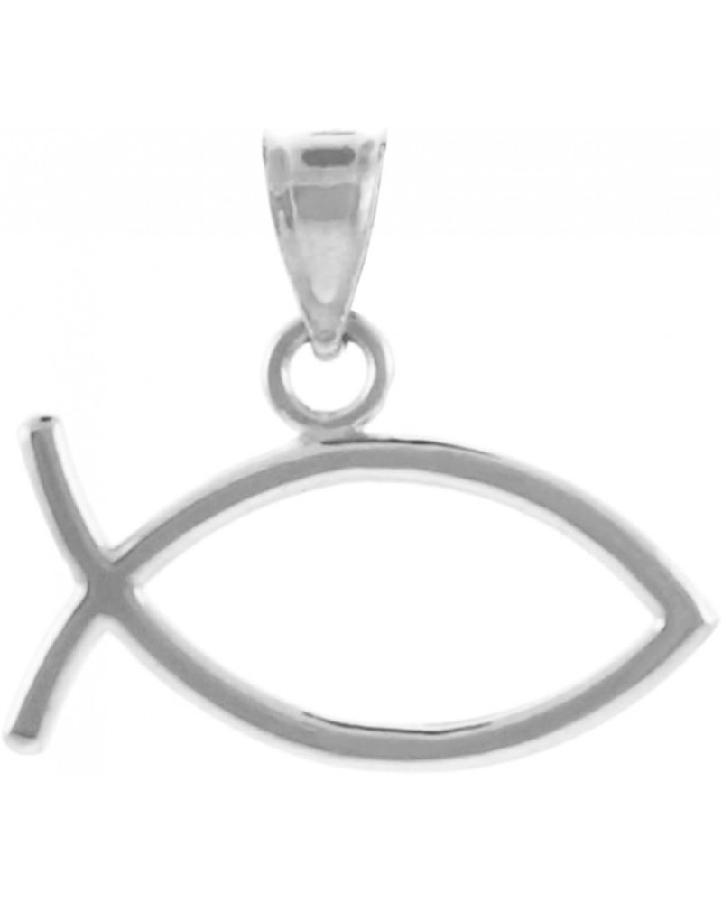 925 Sterling Silver Horizontal Ichthus Charm Christian Fish Pendant $9.90 Pendants