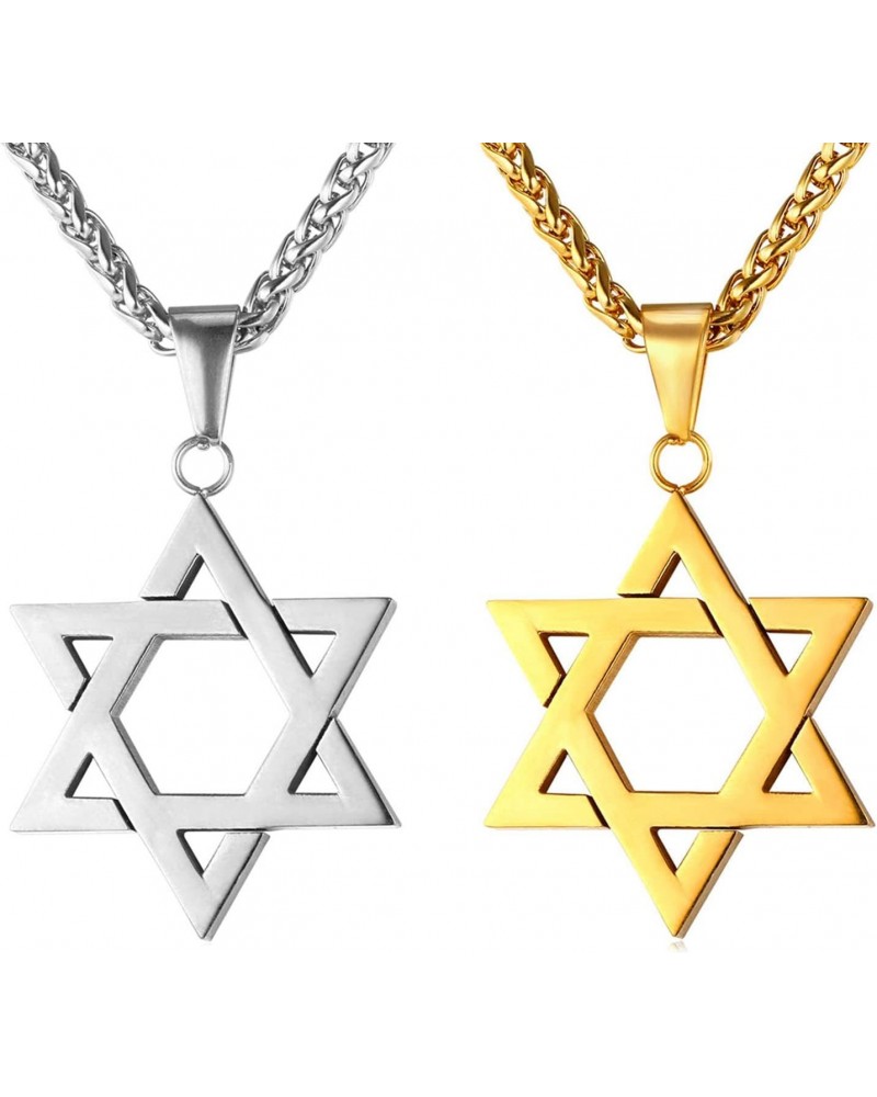 Stainless Steel Gold Plated Star of David Pendant Necklaces $15.57 Necklaces