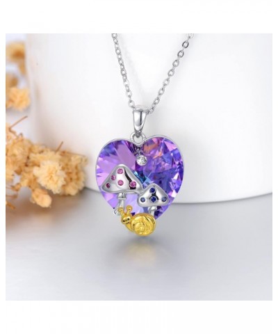 Mushroom Necklace Sterling Silver Snail Pendant Necklace Gift for Women Girls Style 3-heart crystal $39.90 Necklaces