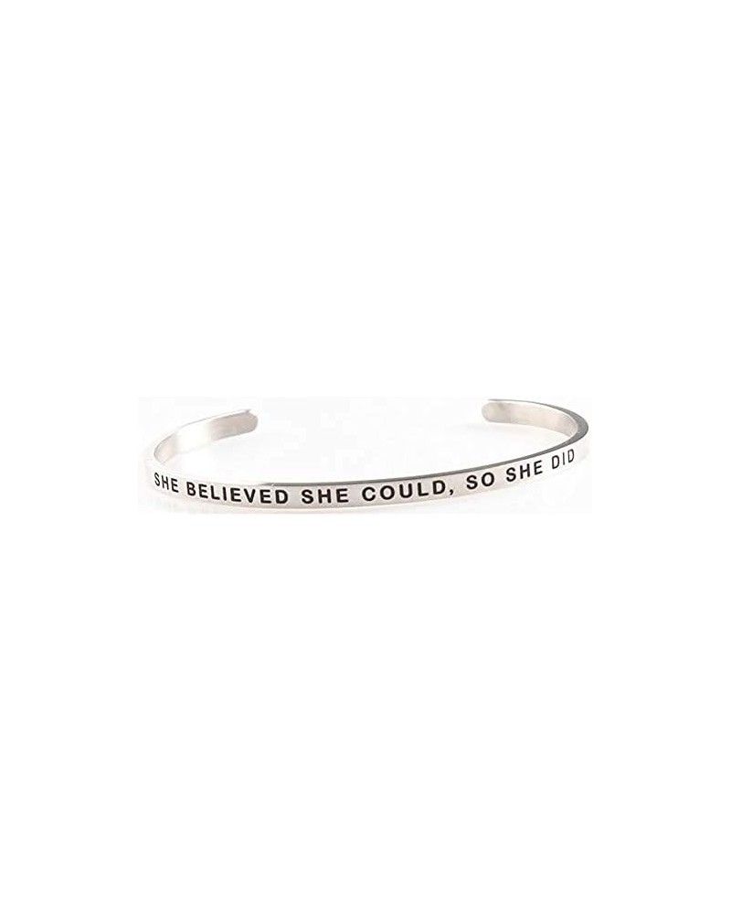 Stainless Steel Inspiration Mantra Cuff Bangle Bracelet Graduation Gift She Believed She Could So She Did $9.52 Bracelets