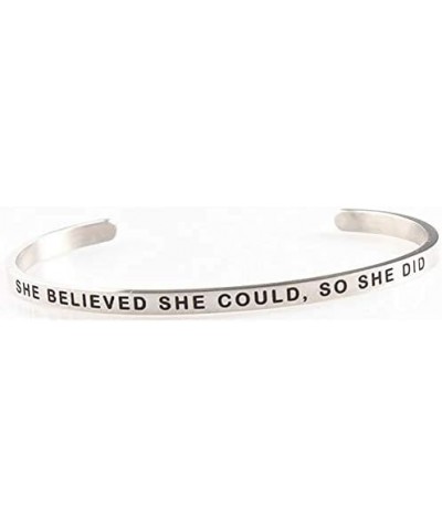 Stainless Steel Inspiration Mantra Cuff Bangle Bracelet Graduation Gift She Believed She Could So She Did $9.52 Bracelets