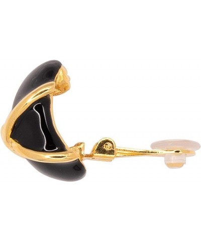 Colored Enamel Button Clip Earring with Gold "X" Accent Black $34.30 Earrings