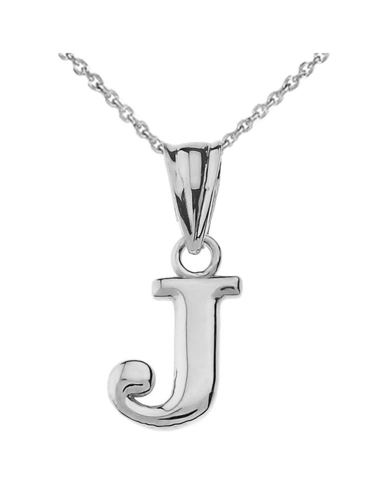 14K White Gold Fine Dangling Initial A-Z Charm Pendant with Rolo Chain - Your Choice of Chain Lengths 18.0 Inches J $94.59 Ne...