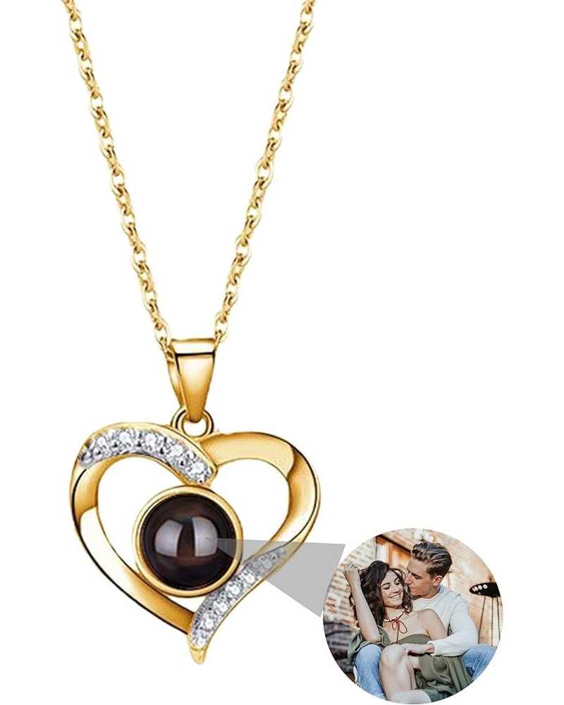 Personalized Photo Necklace Heart Photo Necklace with Picture Inside Custom Heart Picture Projection Necklace Memorial Photo ...