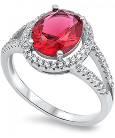 CHOOSE YOUR COLOR Sterling Silver Halo Ring Red (Simulated Ruby) $22.70 Rings