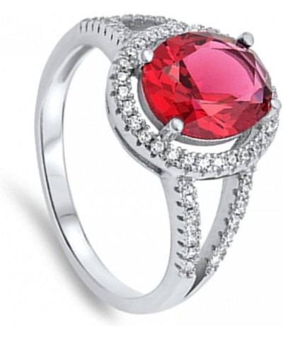 CHOOSE YOUR COLOR Sterling Silver Halo Ring Red (Simulated Ruby) $22.70 Rings