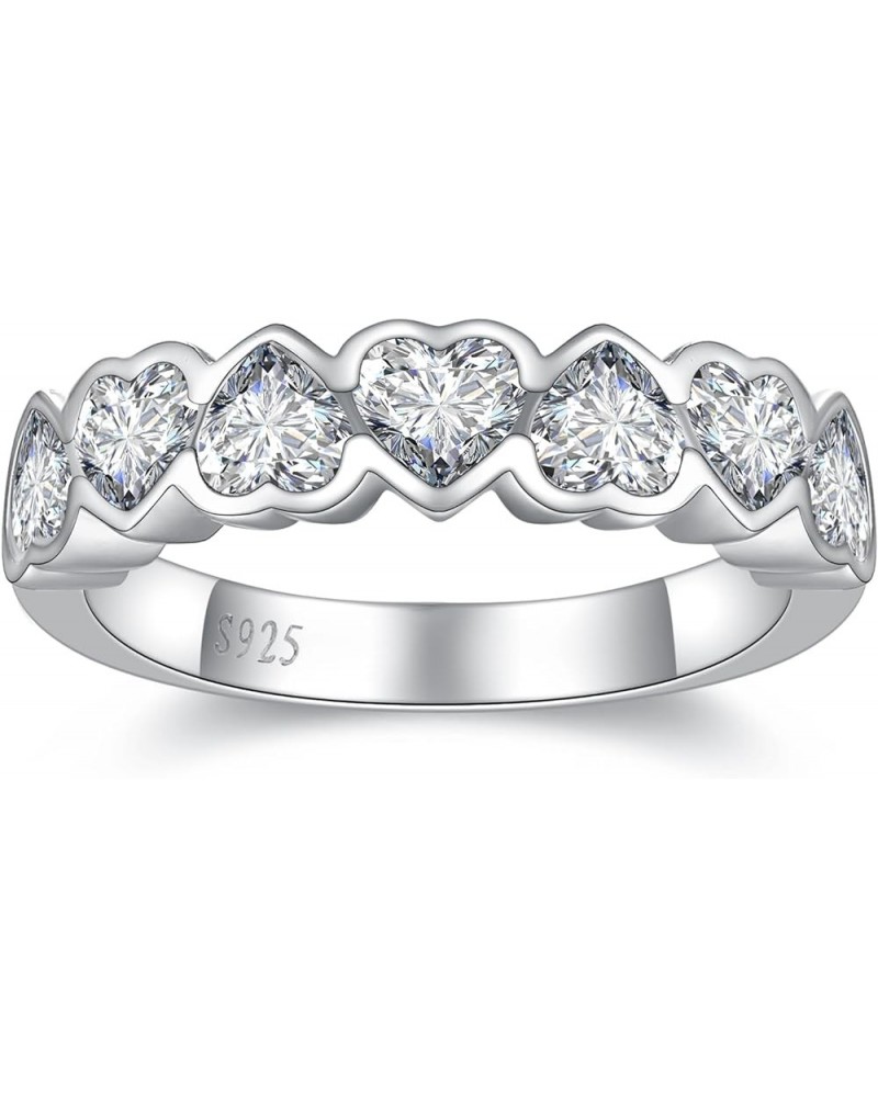 1.4ct/2.1ct/2.45ct Half Eternity Promise Ring for Women 925 Sterling Silver Ring Simulated Diamond Wedding Ring Sparkling Cub...