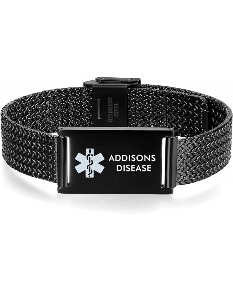 Medical Alert Bracelets for Men & Women Adjustable Stainless Steel Mesh Medical ID Bracelets Black addison's $11.43 Bracelets