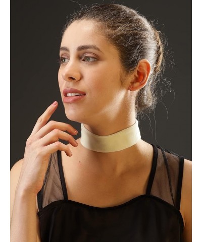 Wide Velvet Thick Black Choker Necklace for Women Girls, 90s Ribbon Neck Collar White $9.35 Necklaces