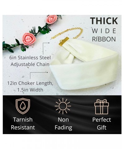 Wide Velvet Thick Black Choker Necklace for Women Girls, 90s Ribbon Neck Collar White $9.35 Necklaces