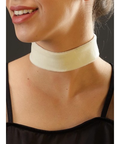 Wide Velvet Thick Black Choker Necklace for Women Girls, 90s Ribbon Neck Collar White $9.35 Necklaces