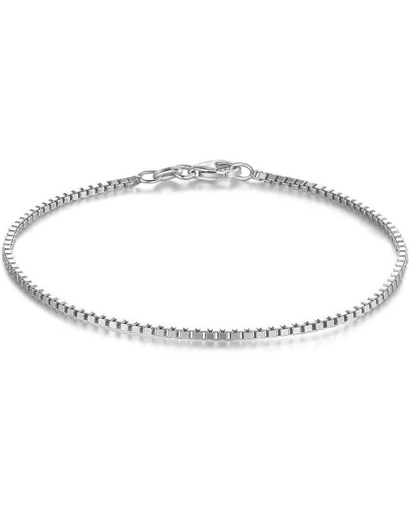 Sterling Silver 1.5mm Box Chain Charm Bracelet for Women Men 6", 6.5", 7",7.5", 8", 8.5", 9 Length 8 Inches $9.89 Bracelets