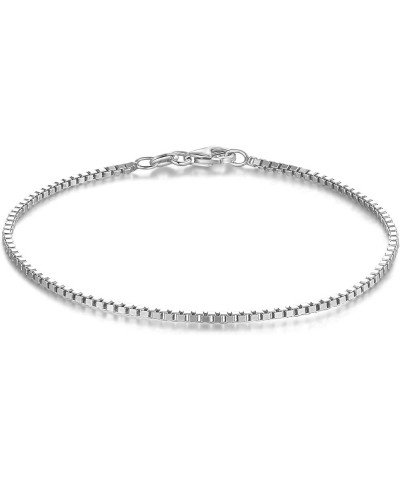 Sterling Silver 1.5mm Box Chain Charm Bracelet for Women Men 6", 6.5", 7",7.5", 8", 8.5", 9 Length 8 Inches $9.89 Bracelets