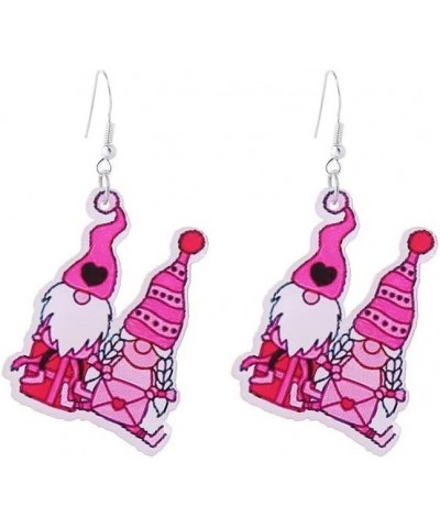 Valentine's Day Earrings Cute Hot Pink Cute Gnome Love Balloon Envelope Dangle Earrings Acrylic For Women Girl Girlfriend Jew...