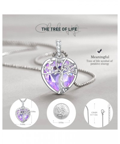 June Birthstone Necklace for Women, Heart Shaped Tree of Life Pendant, Birthday Necklace for Women, Birthstone Jewelry for Wo...