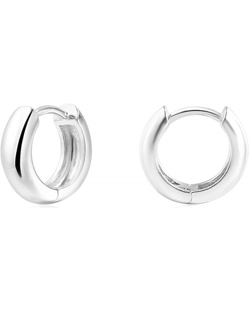 Small Thick Gold Chunky Hoop Earrings Lightweight Huggie Hoops For Women Girls 16.0 MM-Silver $9.87 Earrings