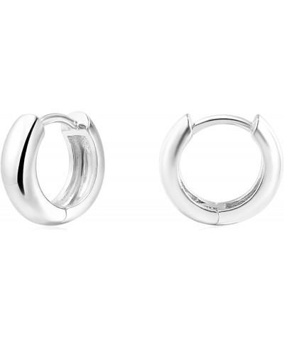 Small Thick Gold Chunky Hoop Earrings Lightweight Huggie Hoops For Women Girls 16.0 MM-Silver $9.87 Earrings