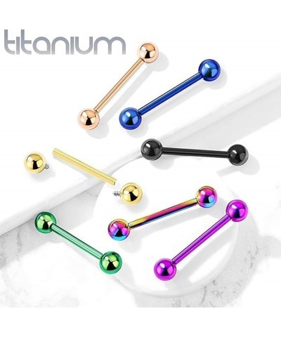 Implant Grade G23 Titanium Internally Threaded 14G Straight Barbell Tongue Rings Nipple Bars Piercing Jewelry 1/2"-12mm, 5/8-...