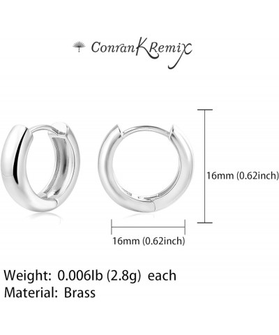 Small Thick Gold Chunky Hoop Earrings Lightweight Huggie Hoops For Women Girls 16.0 MM-Silver $9.87 Earrings