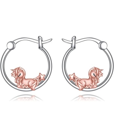 Cute Animal Hoop Earrings for Women 925 Sterling Silver Jewelry for Girls Mom Sister Unicorn $20.39 Earrings