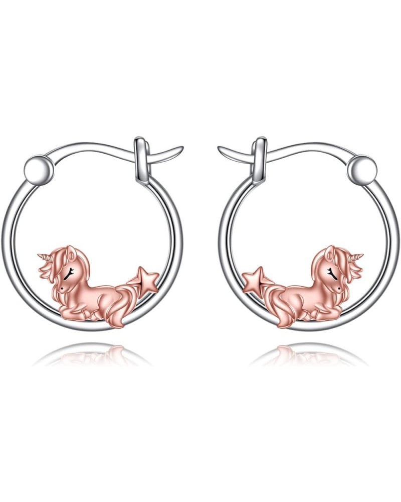 Cute Animal Hoop Earrings for Women 925 Sterling Silver Jewelry for Girls Mom Sister Unicorn $20.39 Earrings