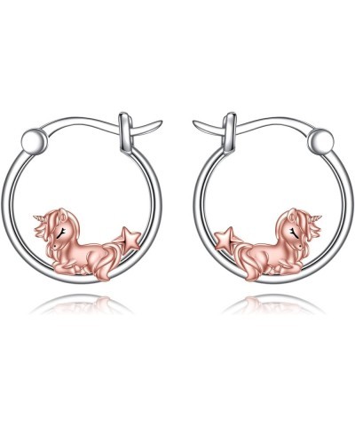 Cute Animal Hoop Earrings for Women 925 Sterling Silver Jewelry for Girls Mom Sister Unicorn $20.39 Earrings