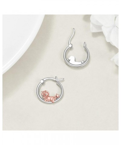 Cute Animal Hoop Earrings for Women 925 Sterling Silver Jewelry for Girls Mom Sister Unicorn $20.39 Earrings