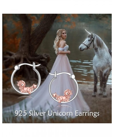 Cute Animal Hoop Earrings for Women 925 Sterling Silver Jewelry for Girls Mom Sister Unicorn $20.39 Earrings