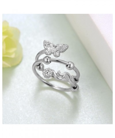 Butterfly Ring 925 Sterling Silver Adjustable Butterfly Ring With Bead Spinner Rings Butterfly Jewelry Gifts for Women Girls ...