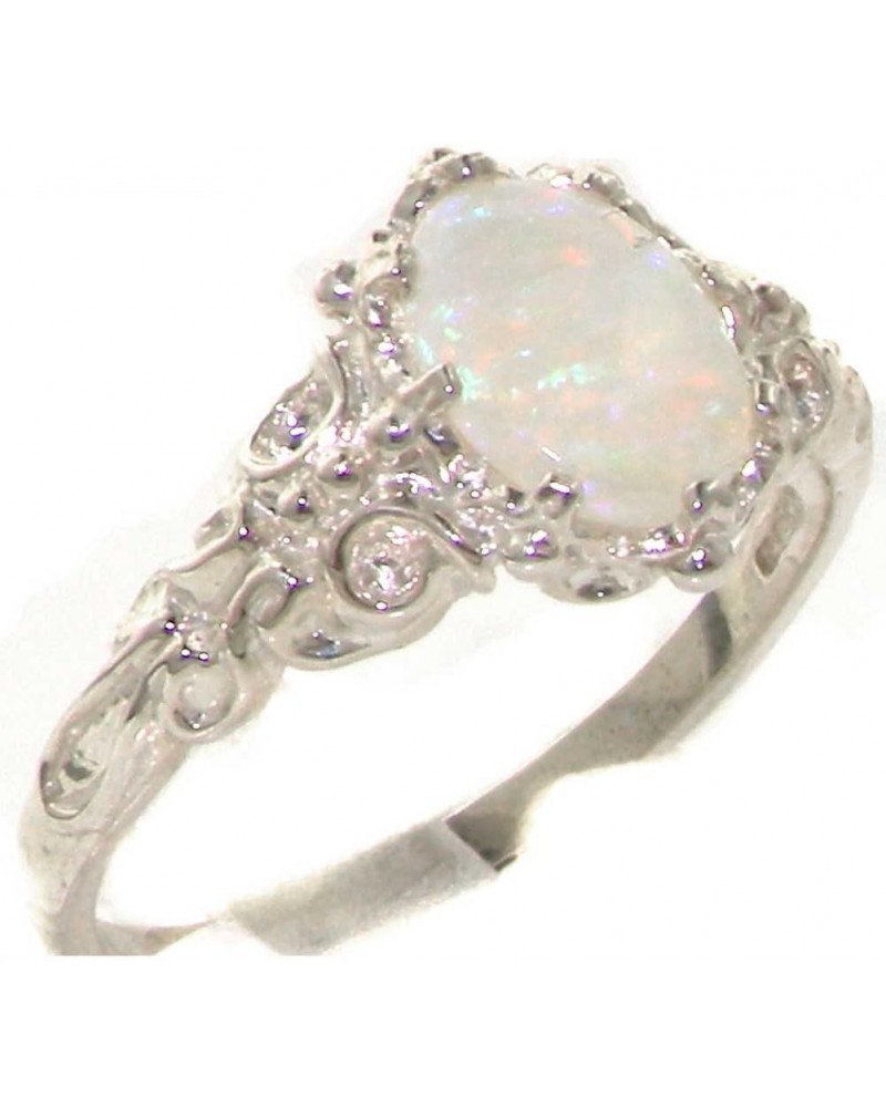 10k White Gold Real Genuine Opal Womens Band Ring $138.88 Rings