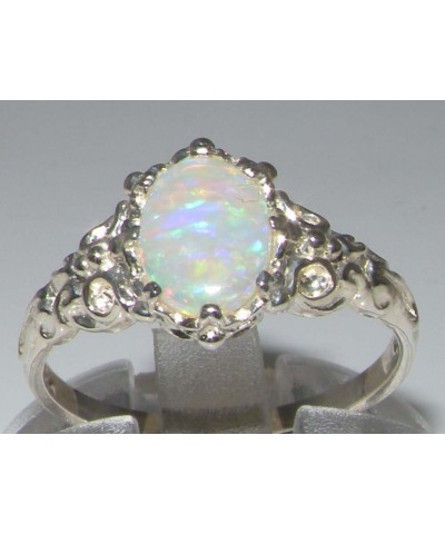 10k White Gold Real Genuine Opal Womens Band Ring $138.88 Rings