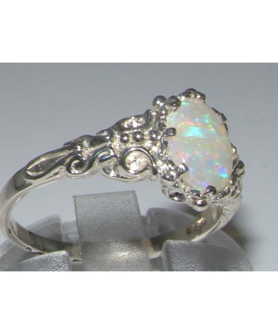 10k White Gold Real Genuine Opal Womens Band Ring $138.88 Rings