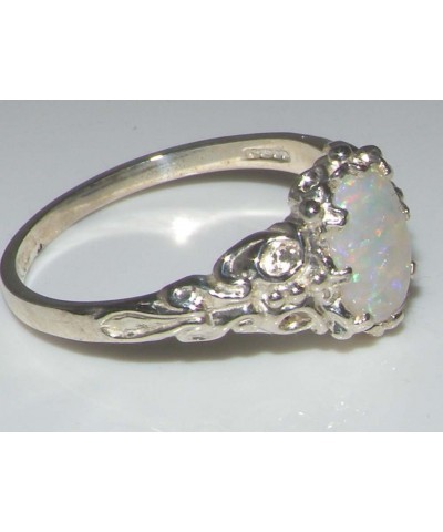 10k White Gold Real Genuine Opal Womens Band Ring $138.88 Rings