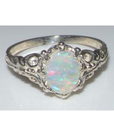 10k White Gold Real Genuine Opal Womens Band Ring $138.88 Rings